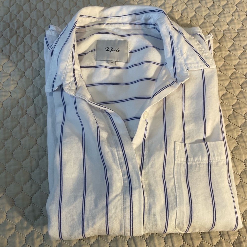 Rails White Shirt with Blue Stripes - Picture 7 of 8